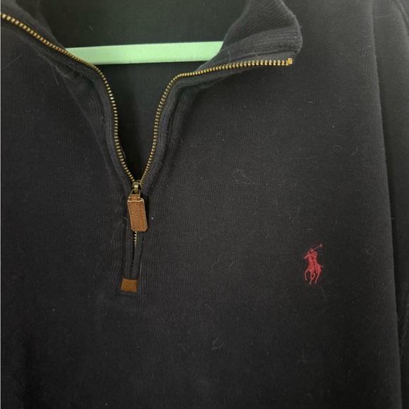 Heavy Weight 1/4 Zip POLO Sweater Navy 2XLT - Picture 2 of 5